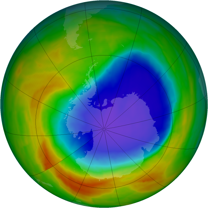Antarctic ozone map for 19 October 2014